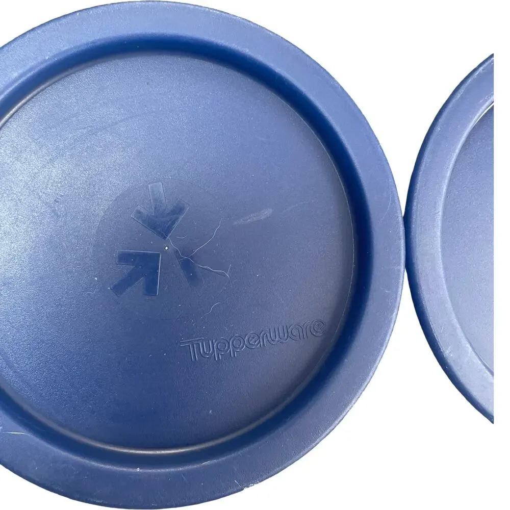 Vintage Tupperware One Touch Canister Replacement Lids 2423E Size A Blue Lot x2